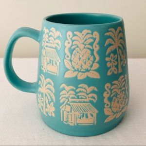 Hawaiian theme large teal blue coffee mug